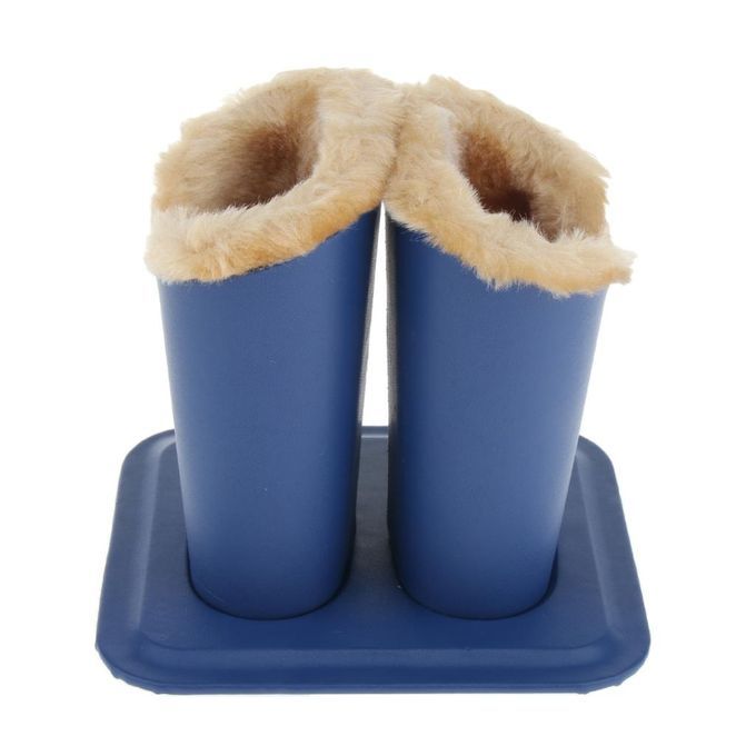 Cotton Plush Lined Eyeglass Holder Stands Upright Desktop Pen Blue