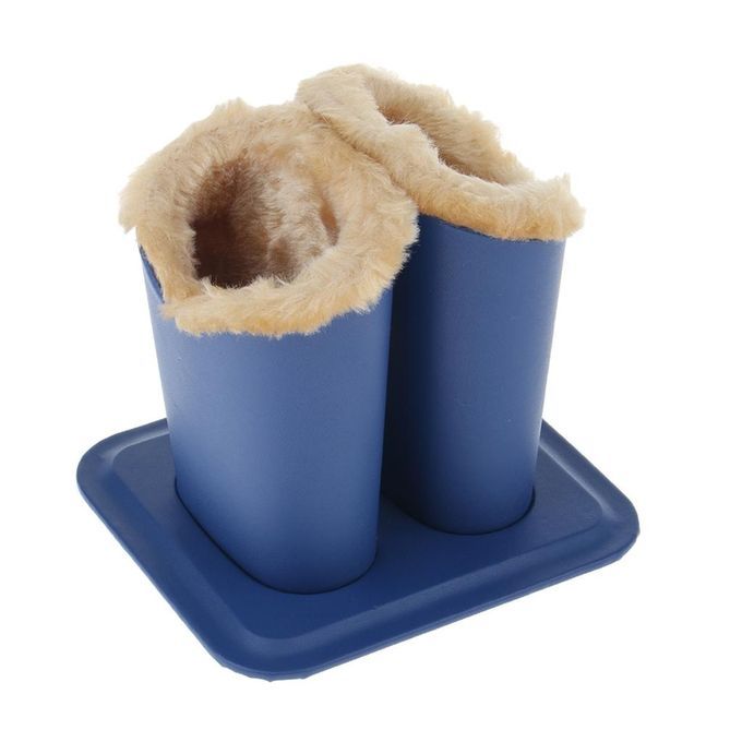 Cotton Plush Lined Eyeglass Holder Stands Upright Desktop Pen Blue