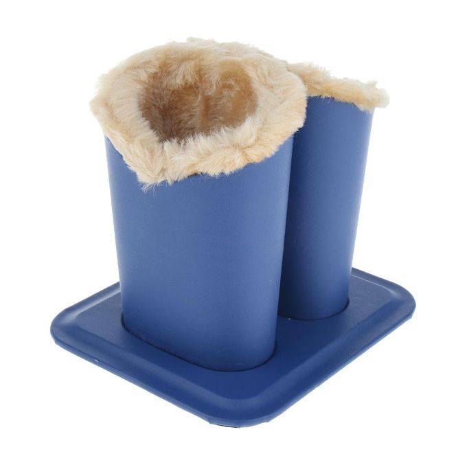 Cotton Plush Lined Eyeglass Holder Stands Upright Desktop Pen Blue