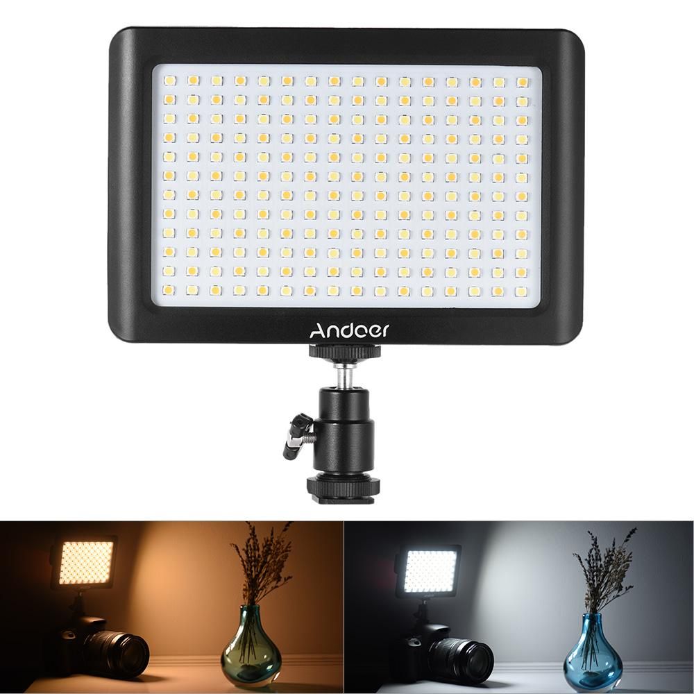 Andoer Mini Portable Dimmable Studio Video Photography LED Light Panel Lamp 3200K/6000K 192pcs Beads for Canon Nikon DSLR Camera DV Camcorder