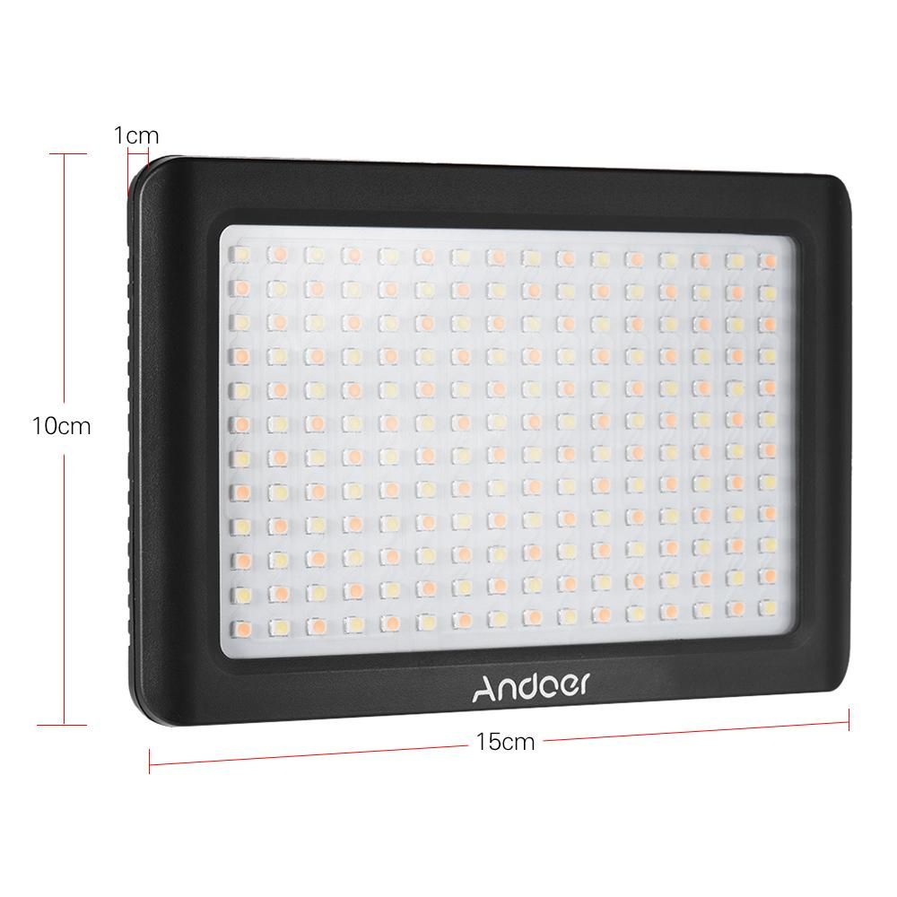 Andoer Mini Portable Dimmable Studio Video Photography LED Light Panel Lamp 3200K/6000K 192pcs Beads for Canon Nikon DSLR Camera DV Camcorder