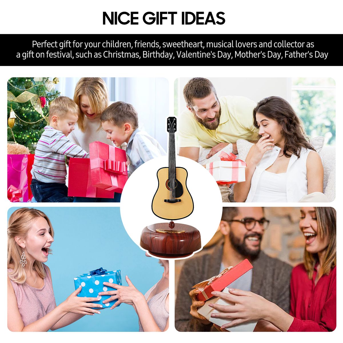Electric Guitar Music Box Classical Wind Up Musicbox