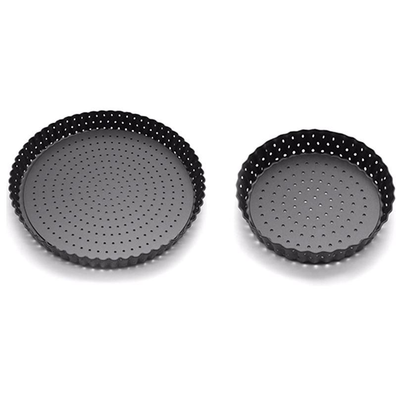 2Pc Carbon Steel Diy Pizza Baking Pan Mesh Tray Home