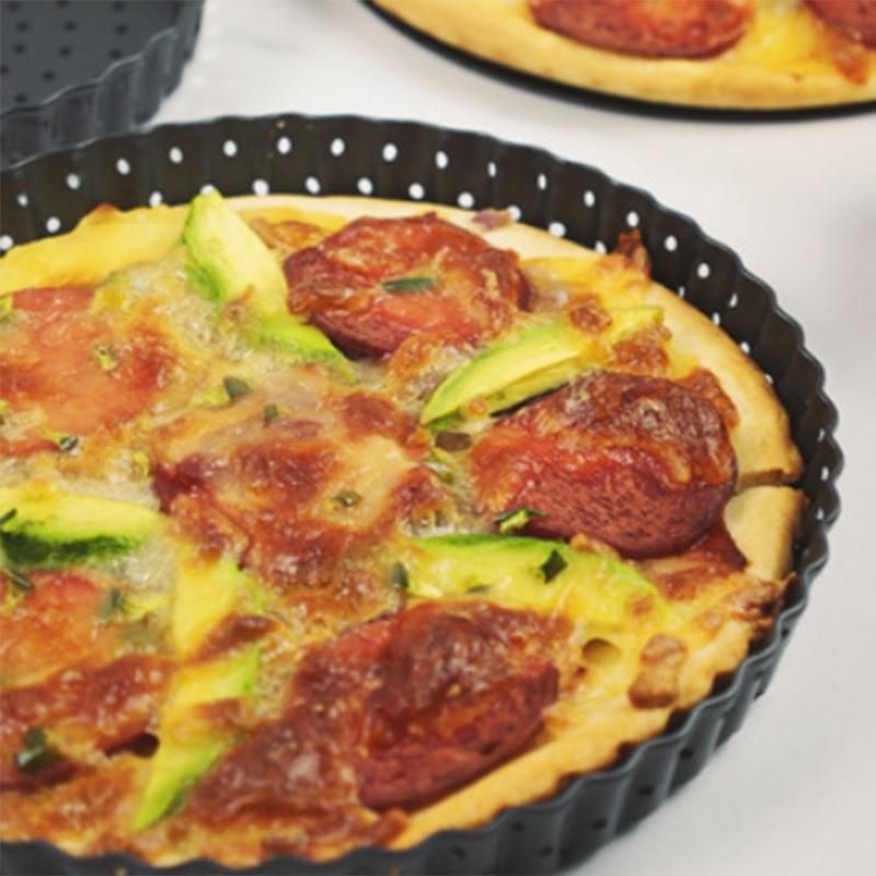2Pc Carbon Steel Diy Pizza Baking Pan Mesh Tray Home