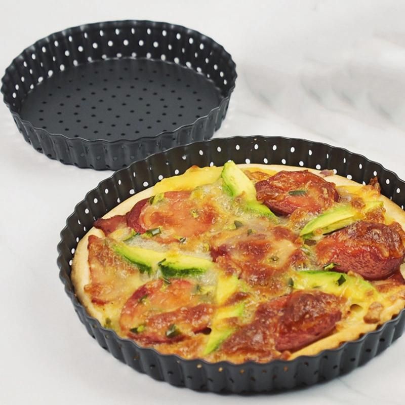 2Pc Carbon Steel Diy Pizza Baking Pan Mesh Tray Home