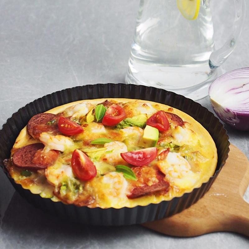 2Pc Carbon Steel Diy Pizza Baking Pan Mesh Tray Home