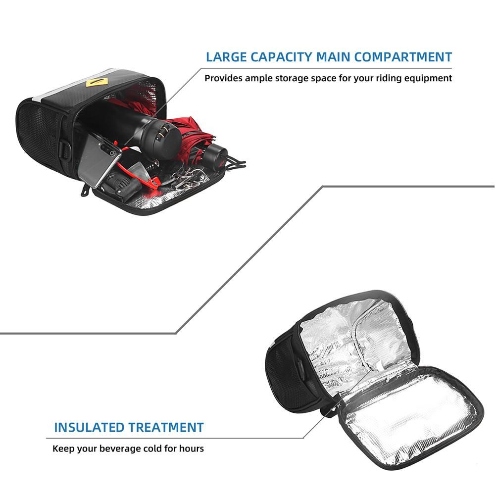 Insulated Bicycle Handlebar Cooler Bag Waterproof MTB Bike Cycling Handlebar Basket Front Bag Pannier Shoulder Bag