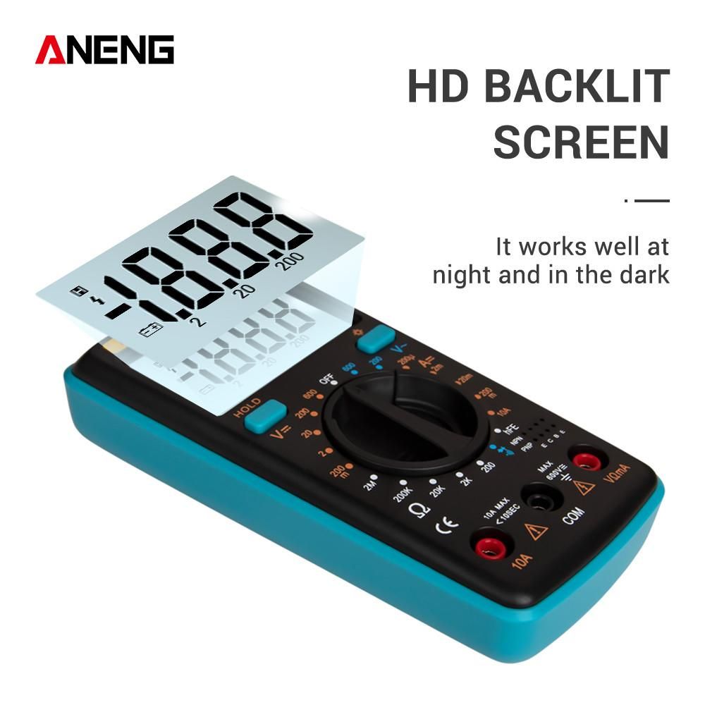 ANENG M1 Handheld Digital Multimeter LCD Backlight High Precision AC/DC Voltage Current Resistance Transistor Continuity Tester Overload Protection Blue
