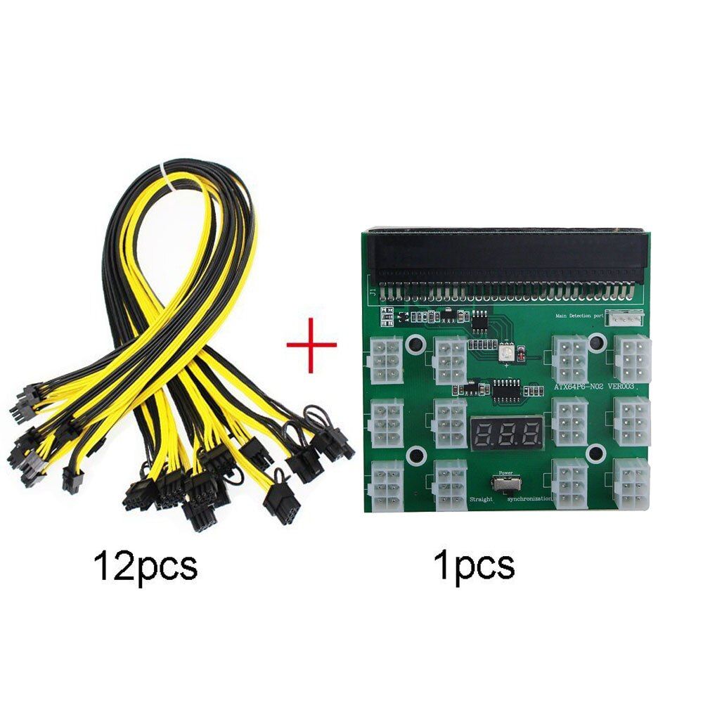 1200w 750w Breakout Board + 12pcs 6P Male To (6+2)8P Male