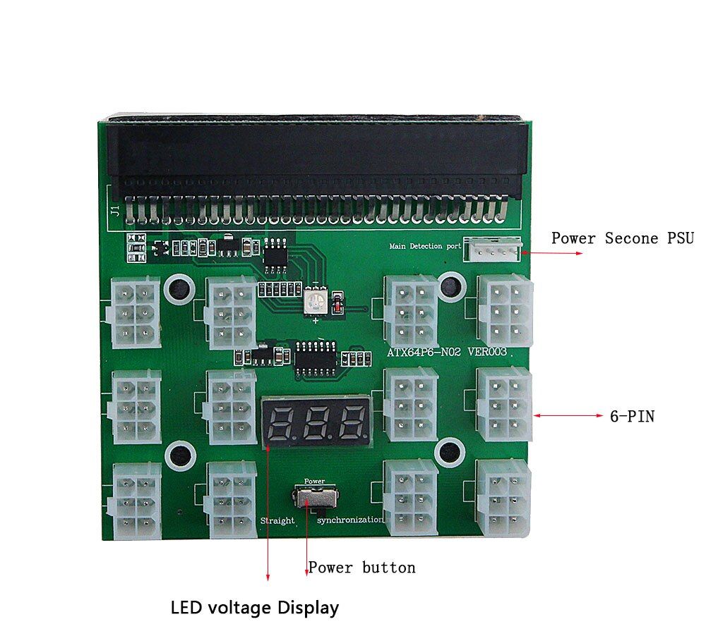 1200w 750w Breakout Board + 12pcs 6P Male To (6+2)8P Male