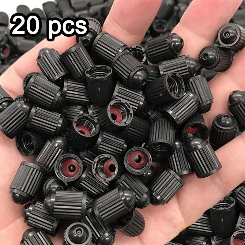 20PCS Car Tire Valve Plastic Black Bike Tyre Valve Caps