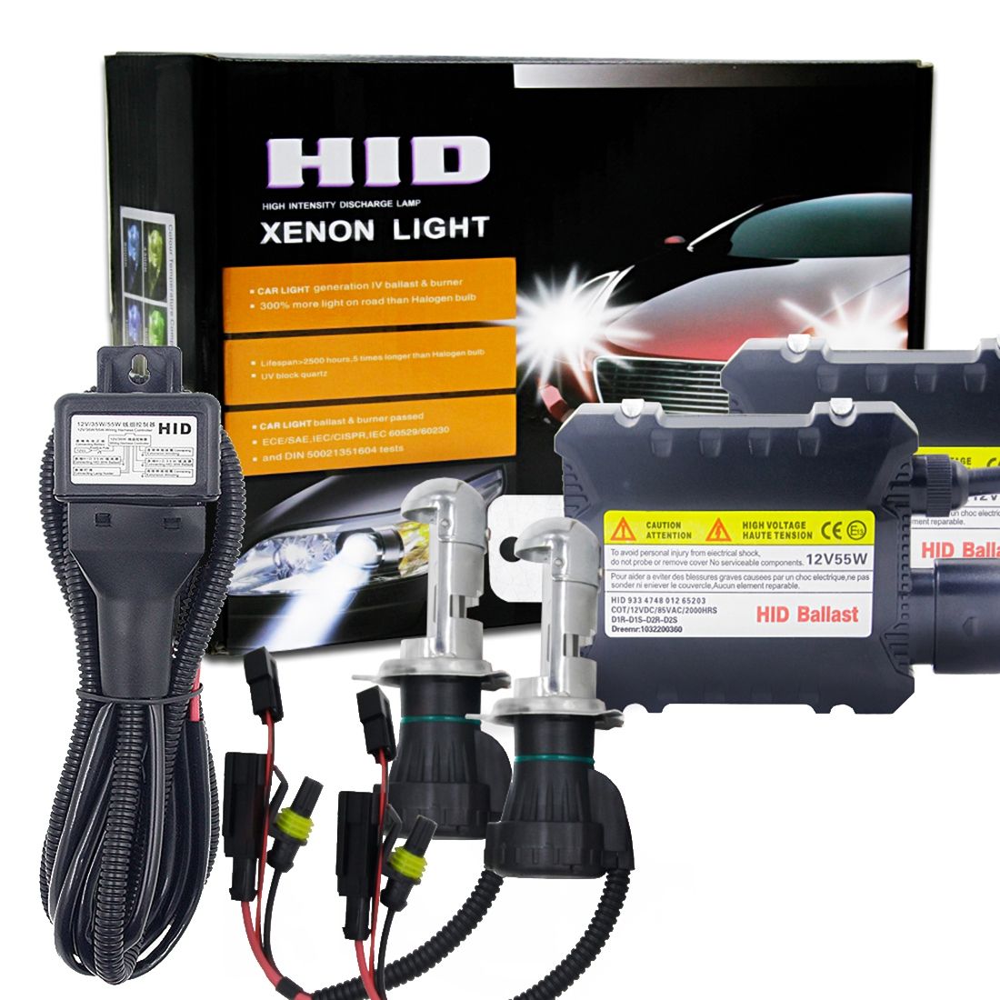 55W H4/HB2/9003 6000K HID Xenon Light Conversion Kit