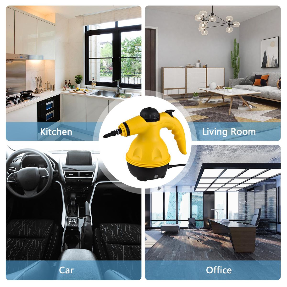 Handheld Steam Cleaner 1000W Portable High Temperature Pressurized Steam Cleaning Machine with 10PCS Accessory for Kitchen Sofa Bathroom Car Window