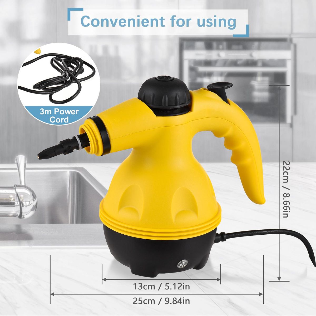 Handheld Steam Cleaner 1000W Portable High Temperature Pressurized Steam Cleaning Machine with 10PCS Accessory for Kitchen Sofa Bathroom Car Window