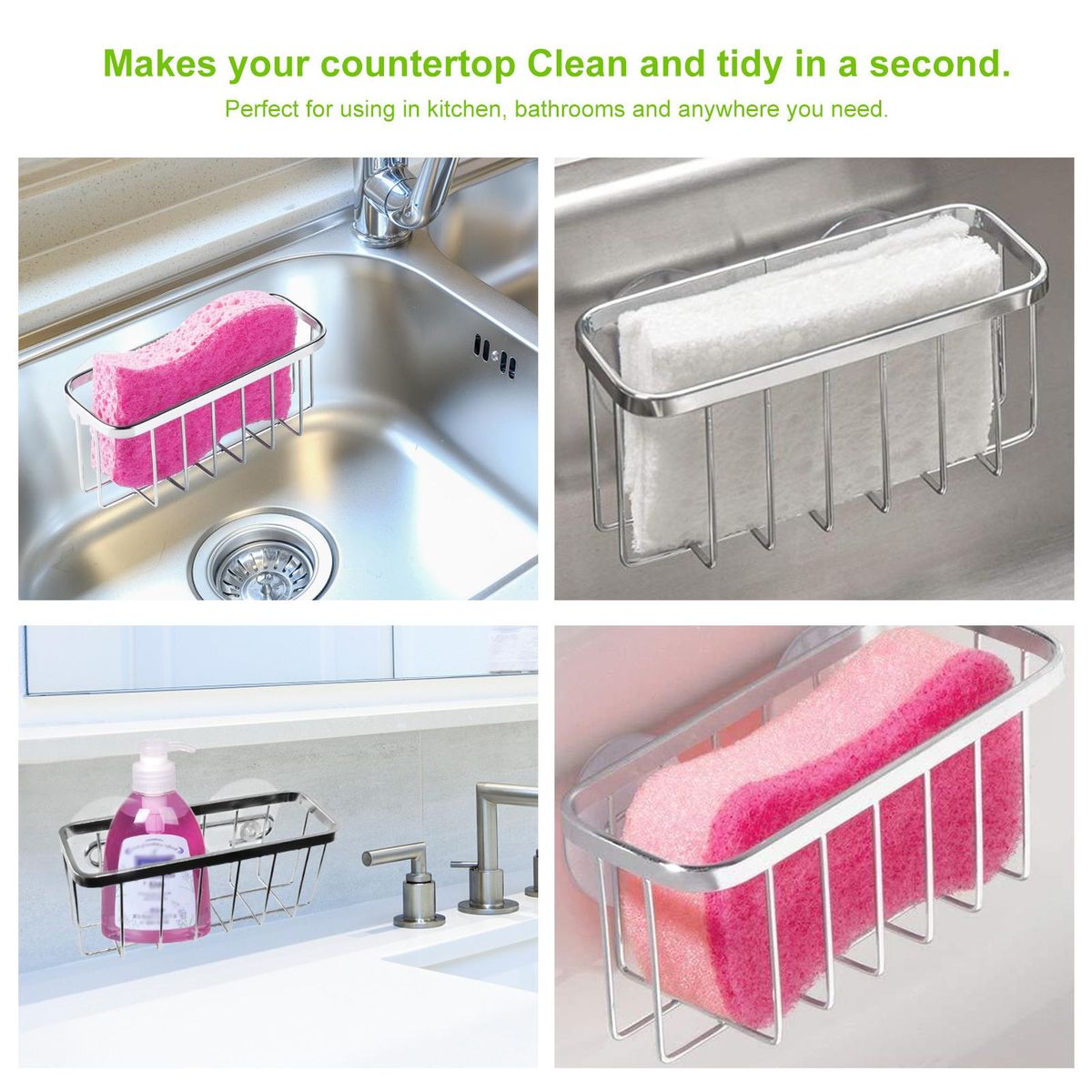 Kitchen Sponge Holder Stainless Steel Sink Basket Sorage Braket Rustproof Waterproof Liquid Drainer Rack