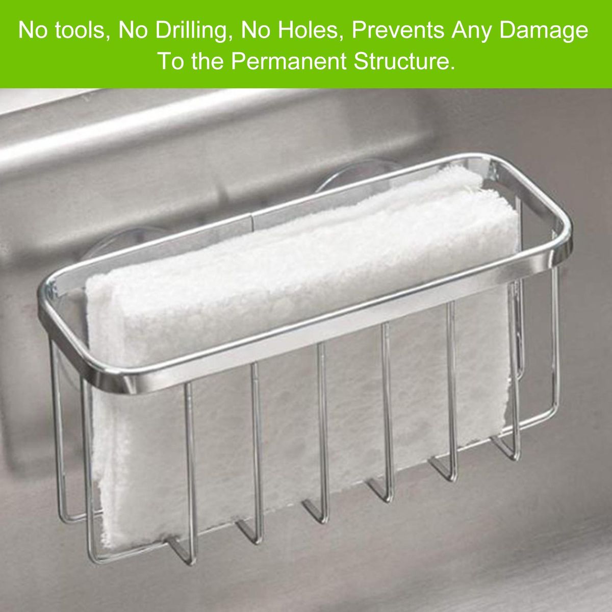 Kitchen Sponge Holder Stainless Steel Sink Basket Sorage Braket Rustproof Waterproof Liquid Drainer Rack
