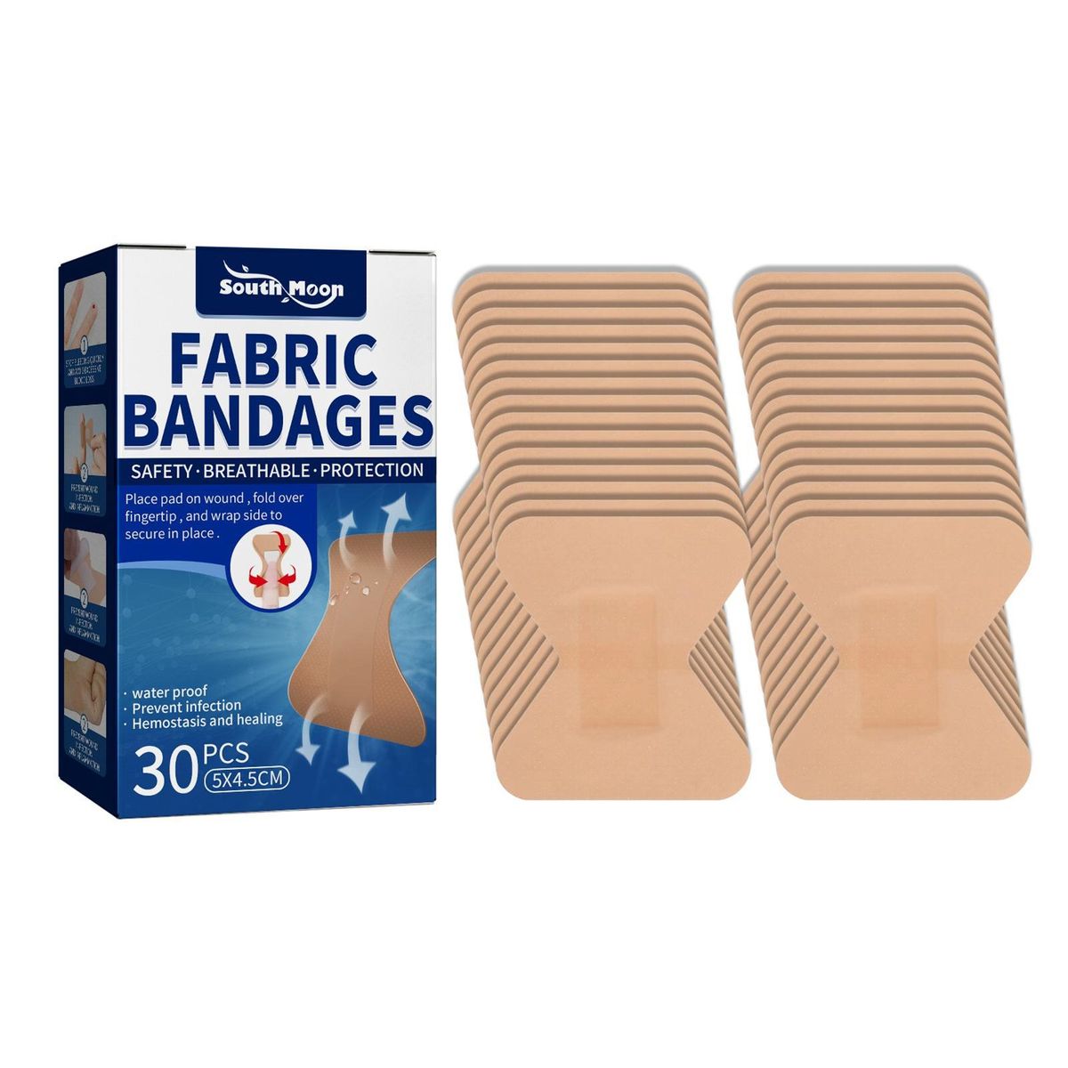South Moon 30Pcs Fabric Bandages Butterfly Band Aid Rapid Hemostasis Wound Protection Breathable Waterproof