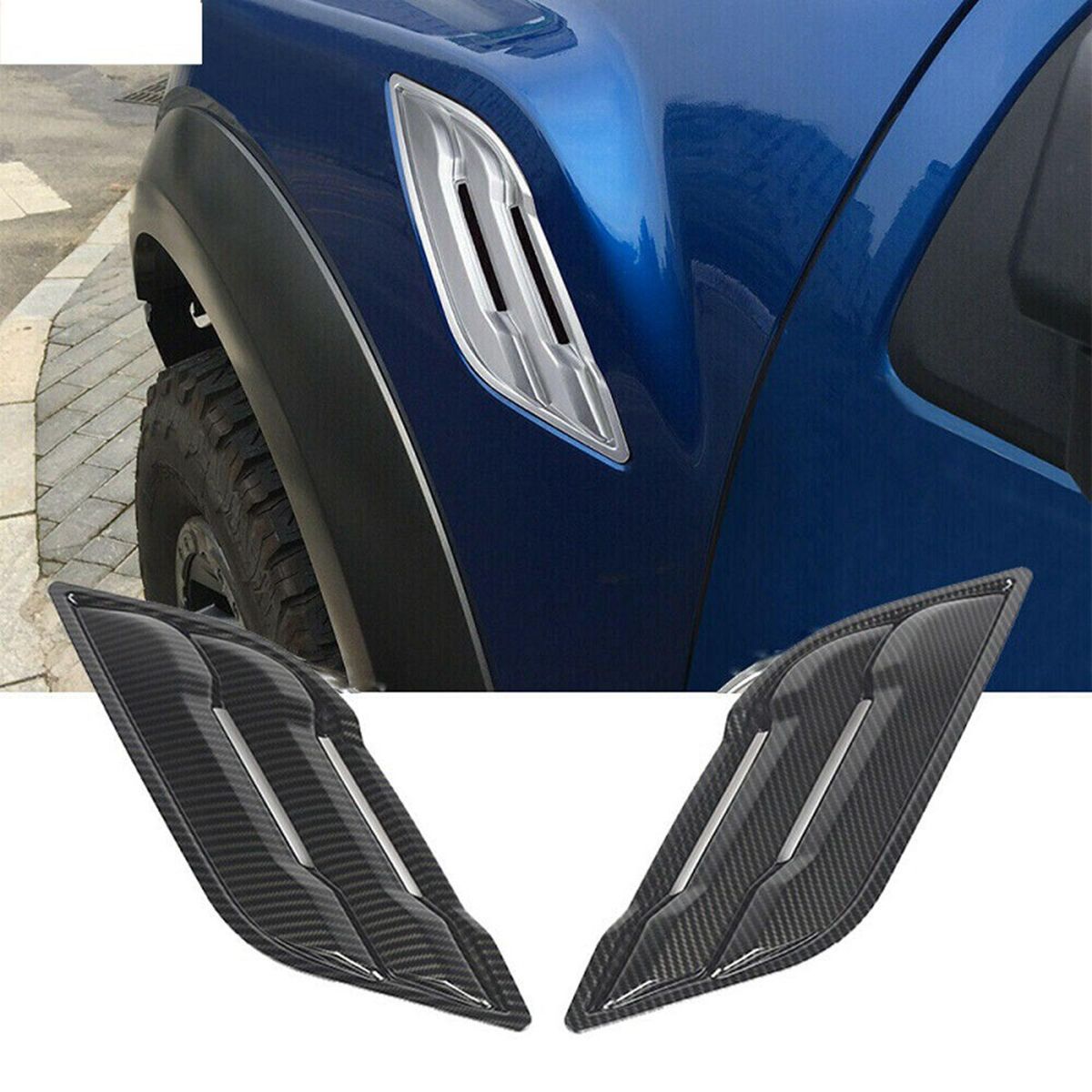 2Pcs Car Front Fender Side Air Vent Cover Trim Air Vent