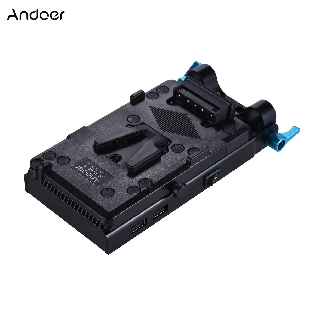 Andoer V Mount V-lock Battery Plate Adapter with 15mm Dual Hole Rod Clamp NP-FW50 Dummy Battery Adapter for BMCC BMPCC Sony A7 A7S A7R A7II A7SII A7RII A6300 A6400 A6500 for Monitor Audio Recorder Microphone Frequency Divider