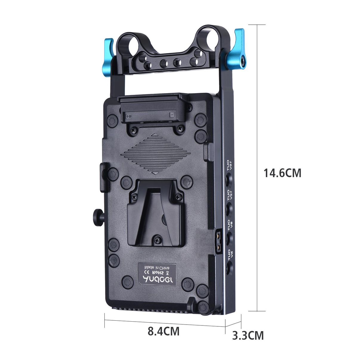 Andoer V Mount V-lock Battery Plate Adapter with 15mm Dual Hole Rod Clamp NP-FW50 Dummy Battery Adapter for BMCC BMPCC Sony A7 A7S A7R A7II A7SII A7RII A6300 A6400 A6500 for Monitor Audio Recorder Microphone Frequency Divider