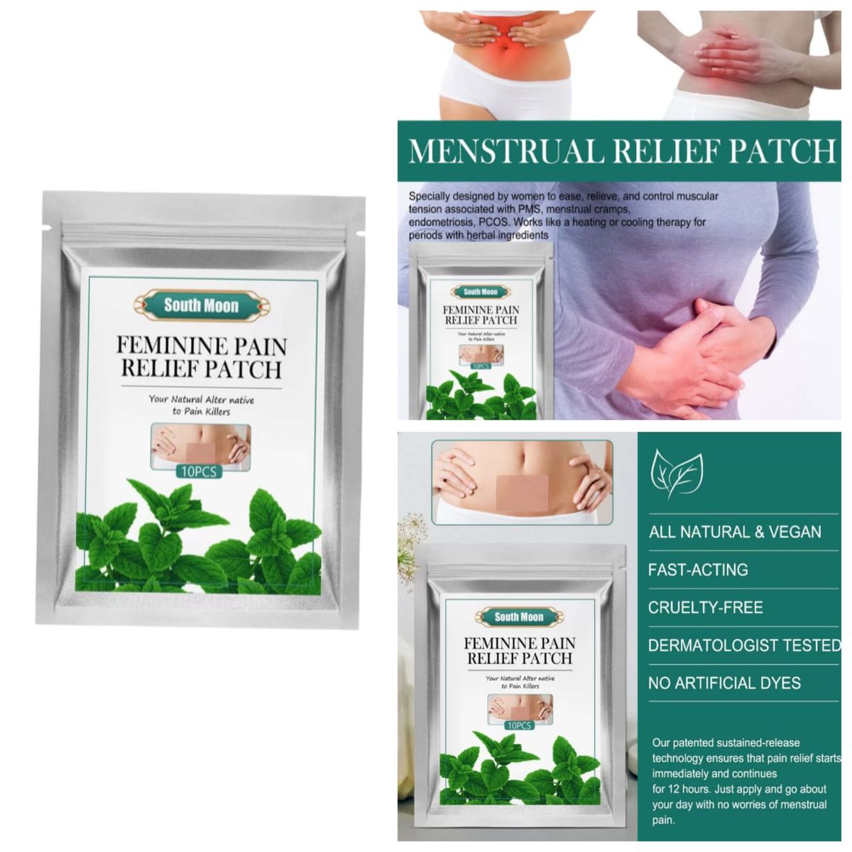 Premium Menstrual Cramps Pain Relief Heated Patch-10 Pieces