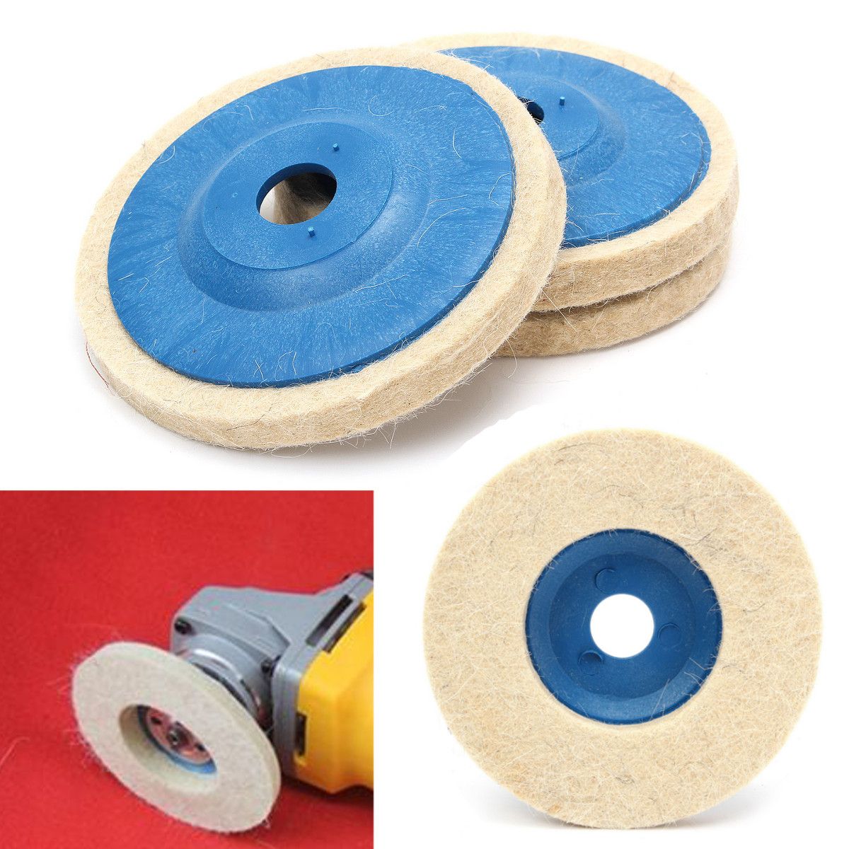 27Pcs 100mm 4 Inch Round Grinding Wool Pad Polishing Wheel Felt Buffer Disc Set