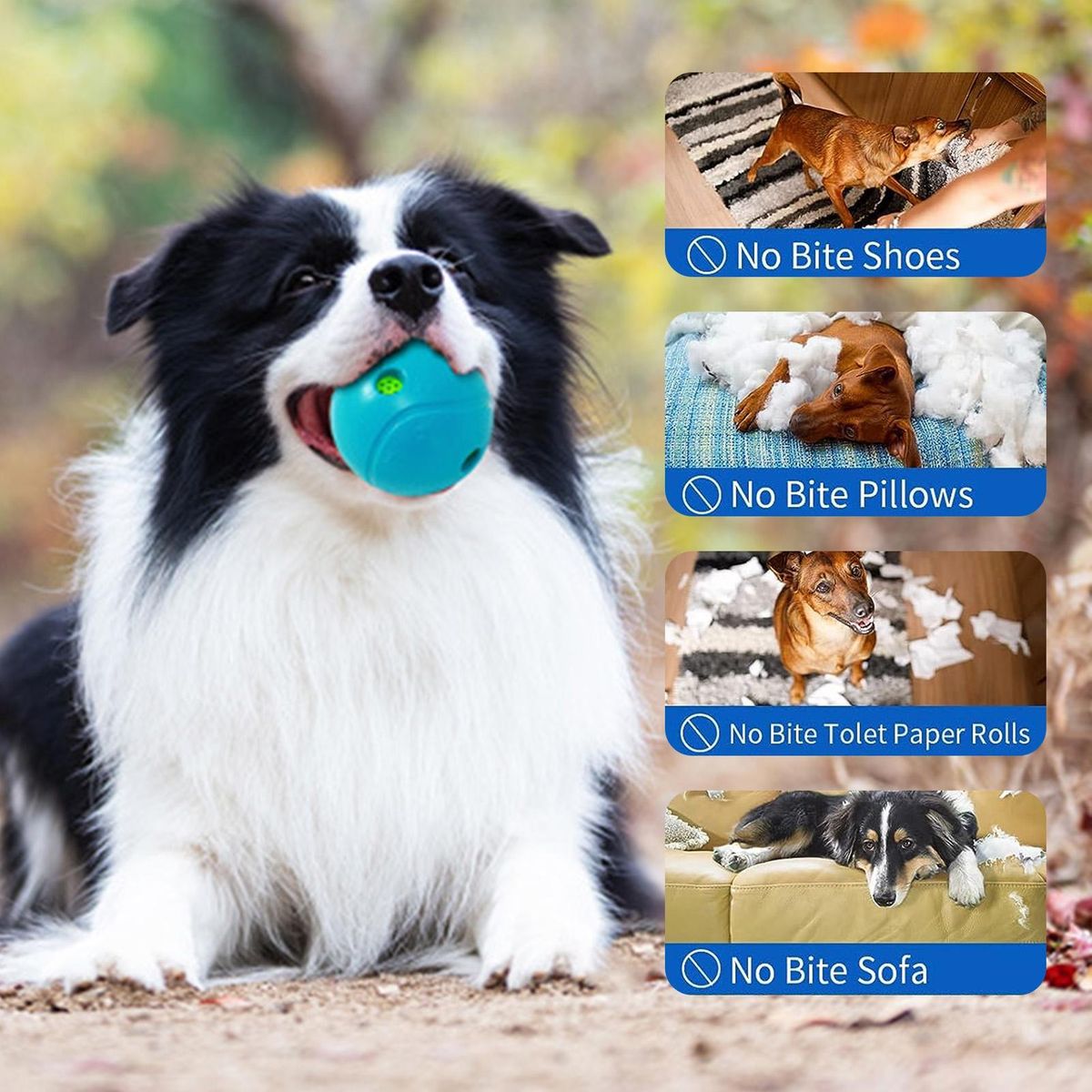 Food Control Dog Toy Ball Pet Food Leakage Ball Relieve for Gum Blue