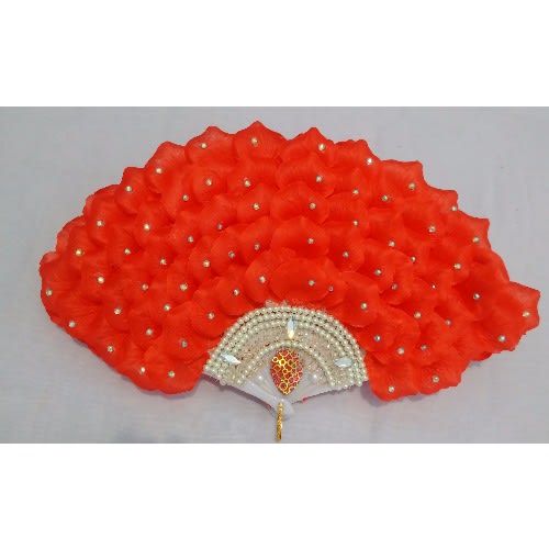 Brides n Queens ''Allure Lavish'' Bridal Hand-fan with Red Petals