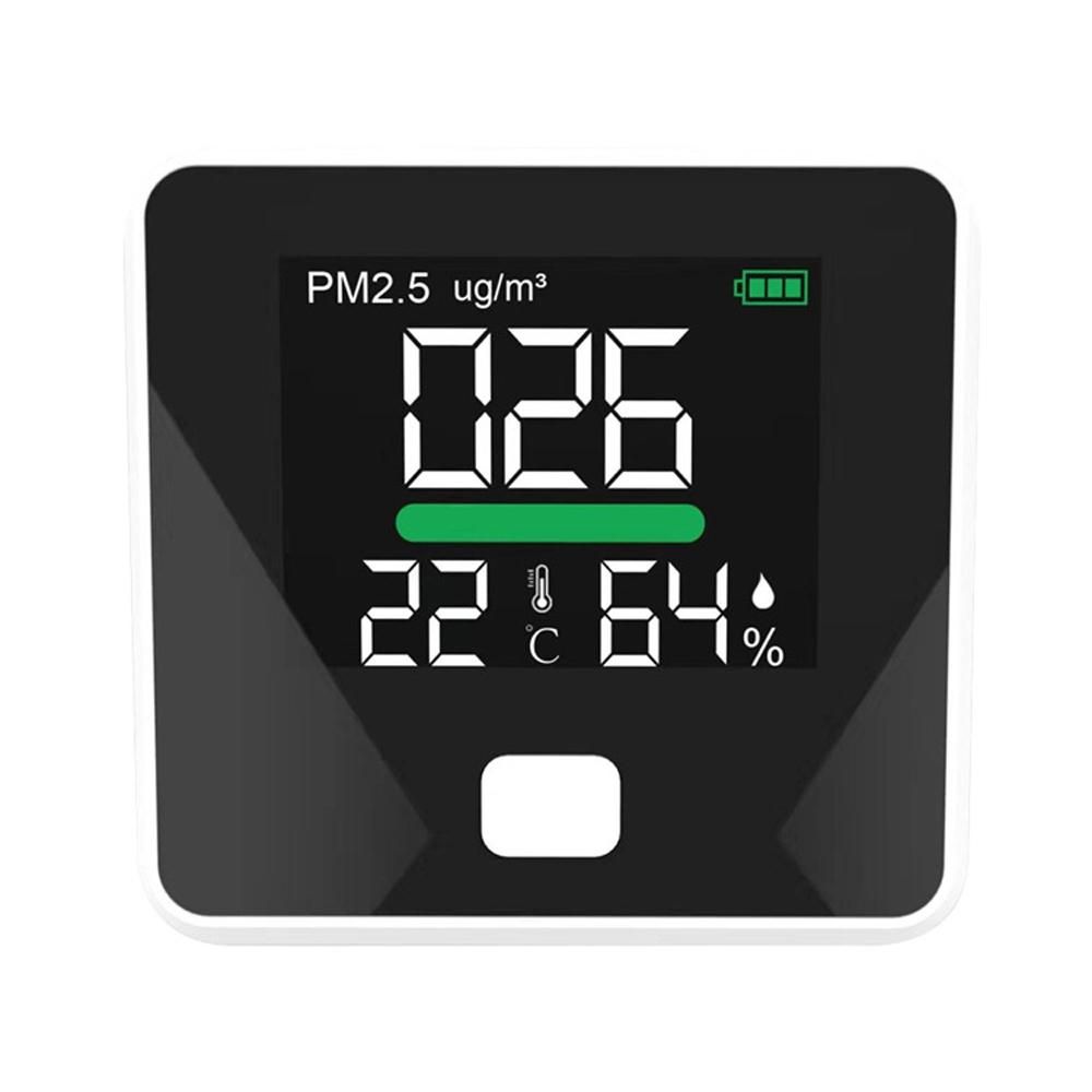 3 in 1 Air Quality Monitor Dust PM2.5 Temperature Humidity Detector Support Low Battery Warning for Home Office Car