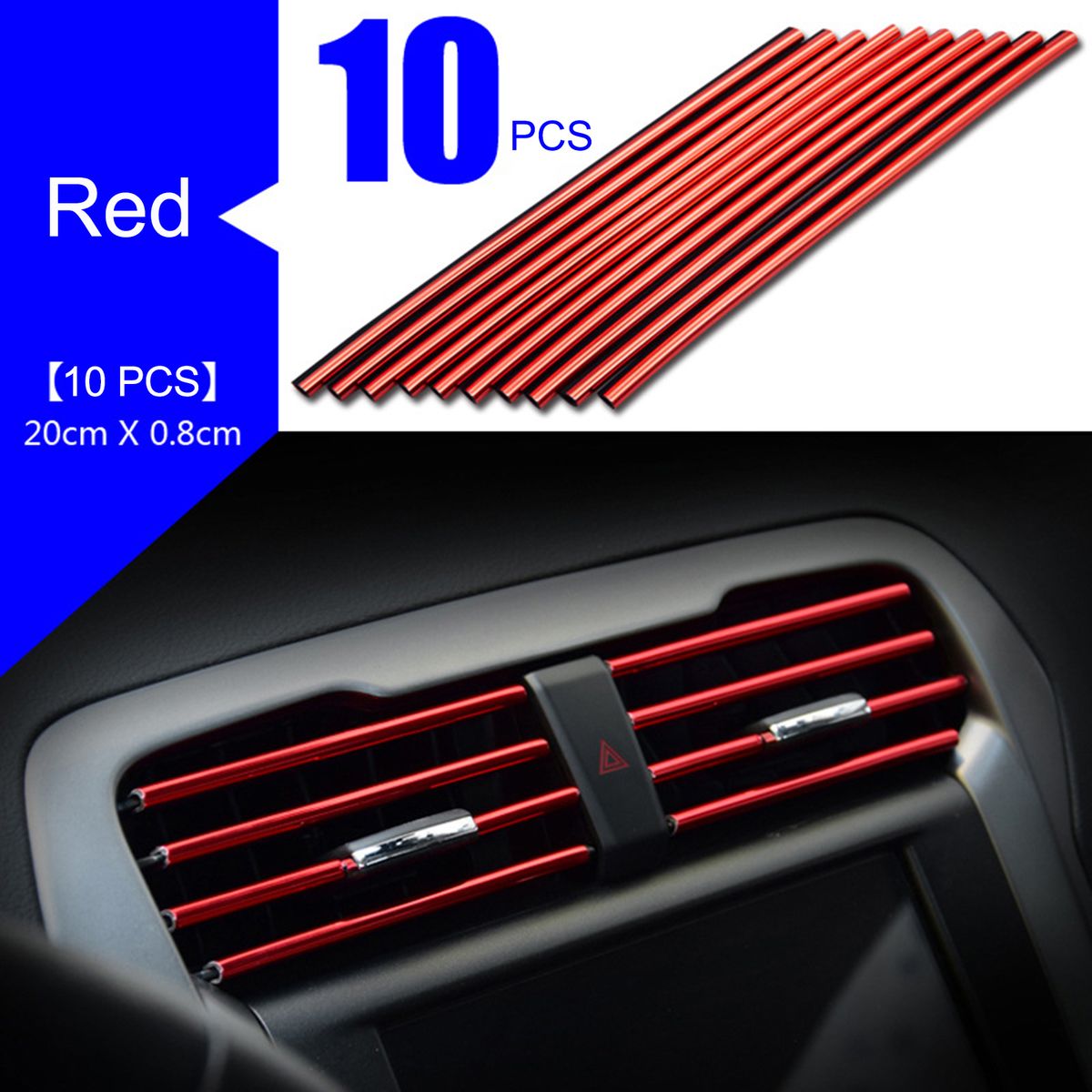 10pc Car Vent Outlet Trim Car Interior Moulding Trim PVC Car