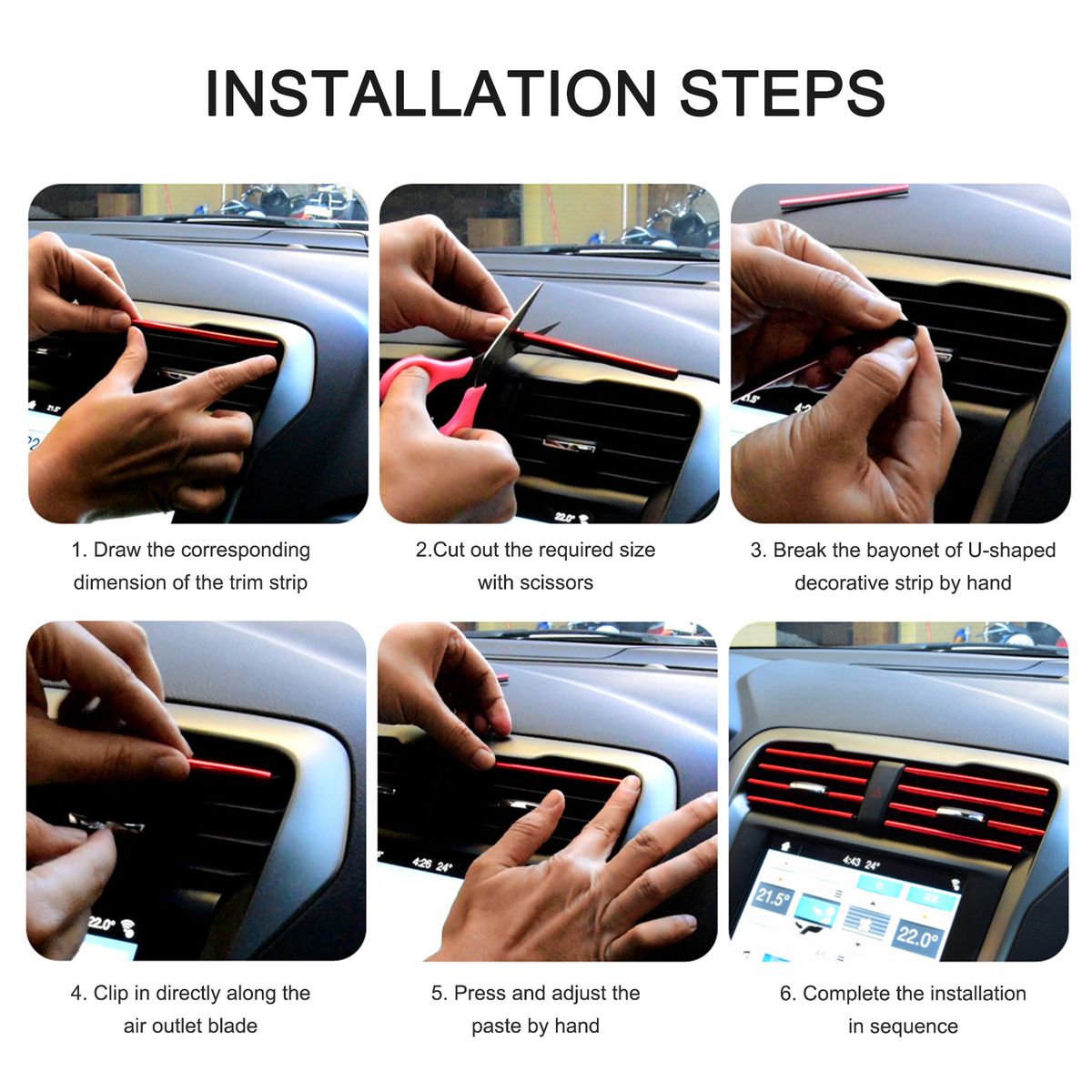 10pc Car Vent Outlet Trim Car Interior Moulding Trim PVC Car