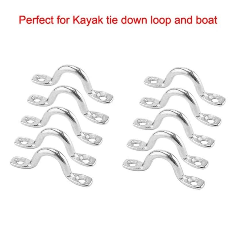 10Pcs Pad Eyes, Tie Down, Kayak Deck Loops, Tie Down Anchor Point, Footman's Loop for Kayak Canoe Rigging