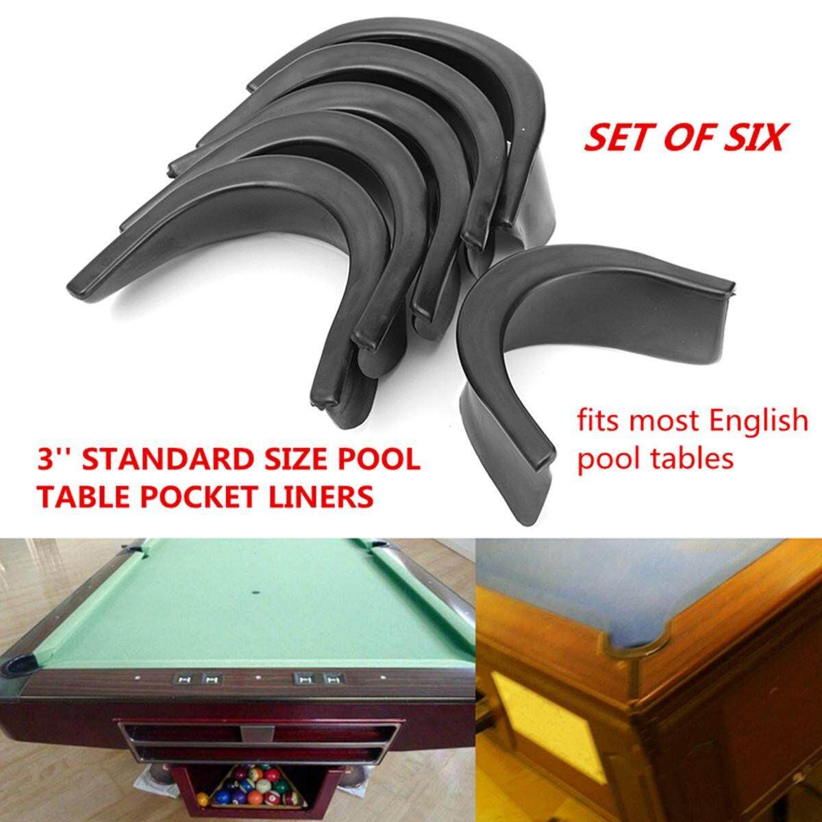 6Pcs Set Black Rubber Pool Table Pocket Liners Protector Billiard Replacement