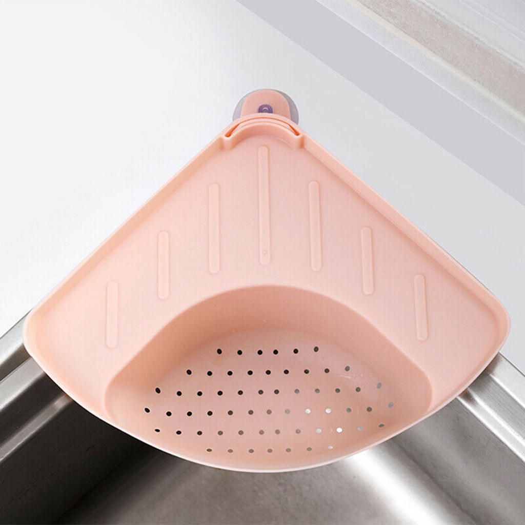 Triangular Kitchen Storage Basket Rack Holder Soap Pink