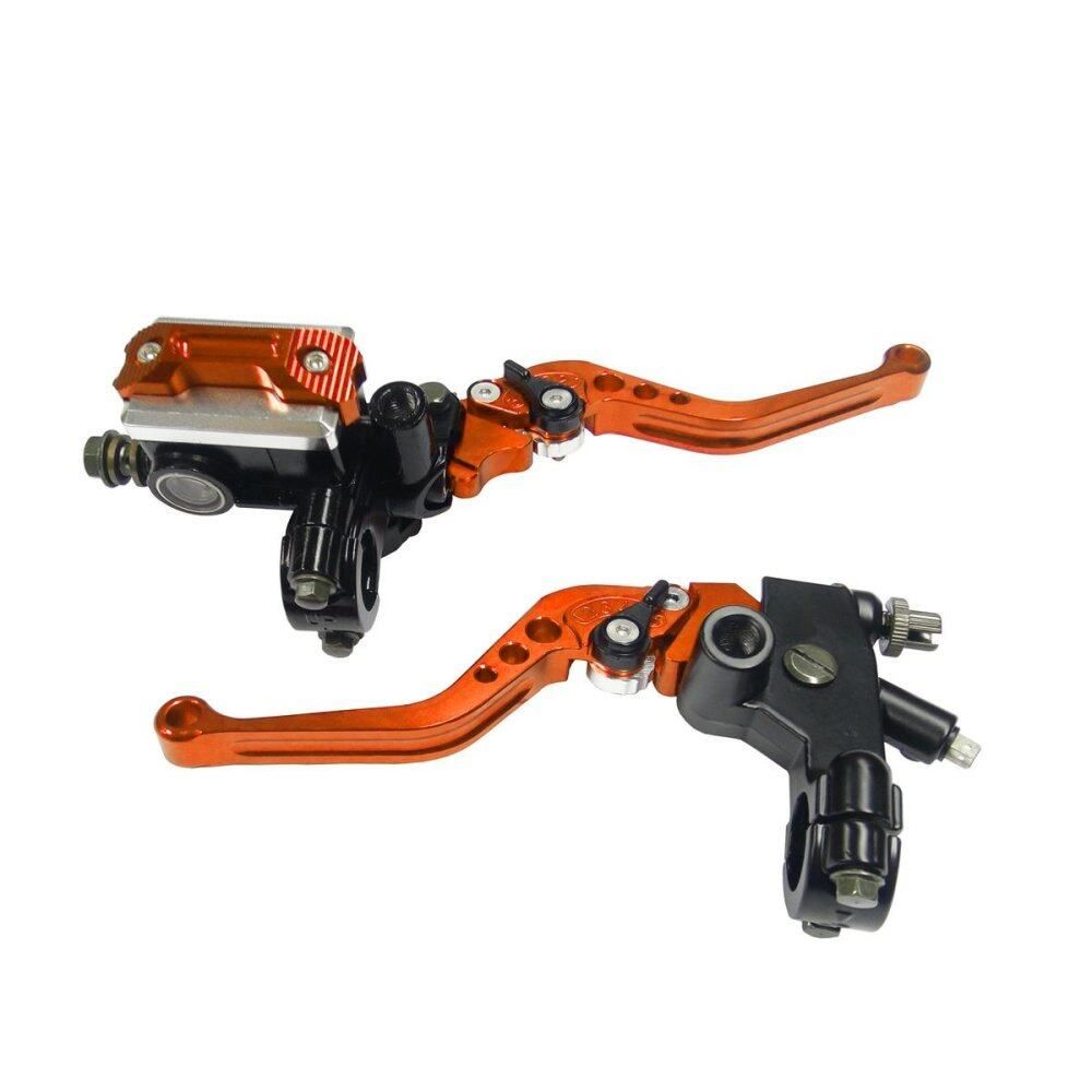 Universal Motorcycle 7/8 Brake Master Cylinder Clutch Lever Red Orange