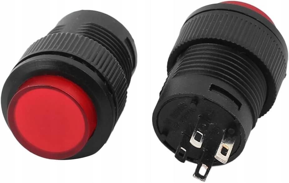 6 Pcs AC 250V/1.5A 125V/3A R16-503 SPST On/Off Momentary Push Button Switch Red Button