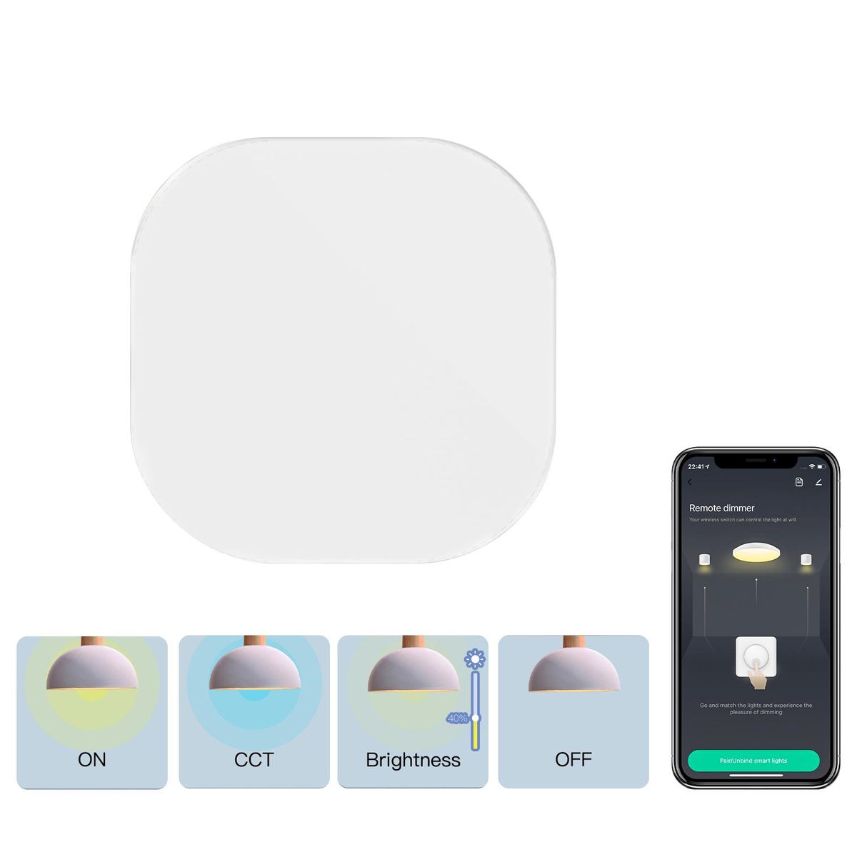ZigBee Smart Switch Push Button Wireless Scene Switch Tuya/ Smart Life APP Remote Control Multi-scene Linkage Smart Button Switch Battery Powered for Smart Home Devices