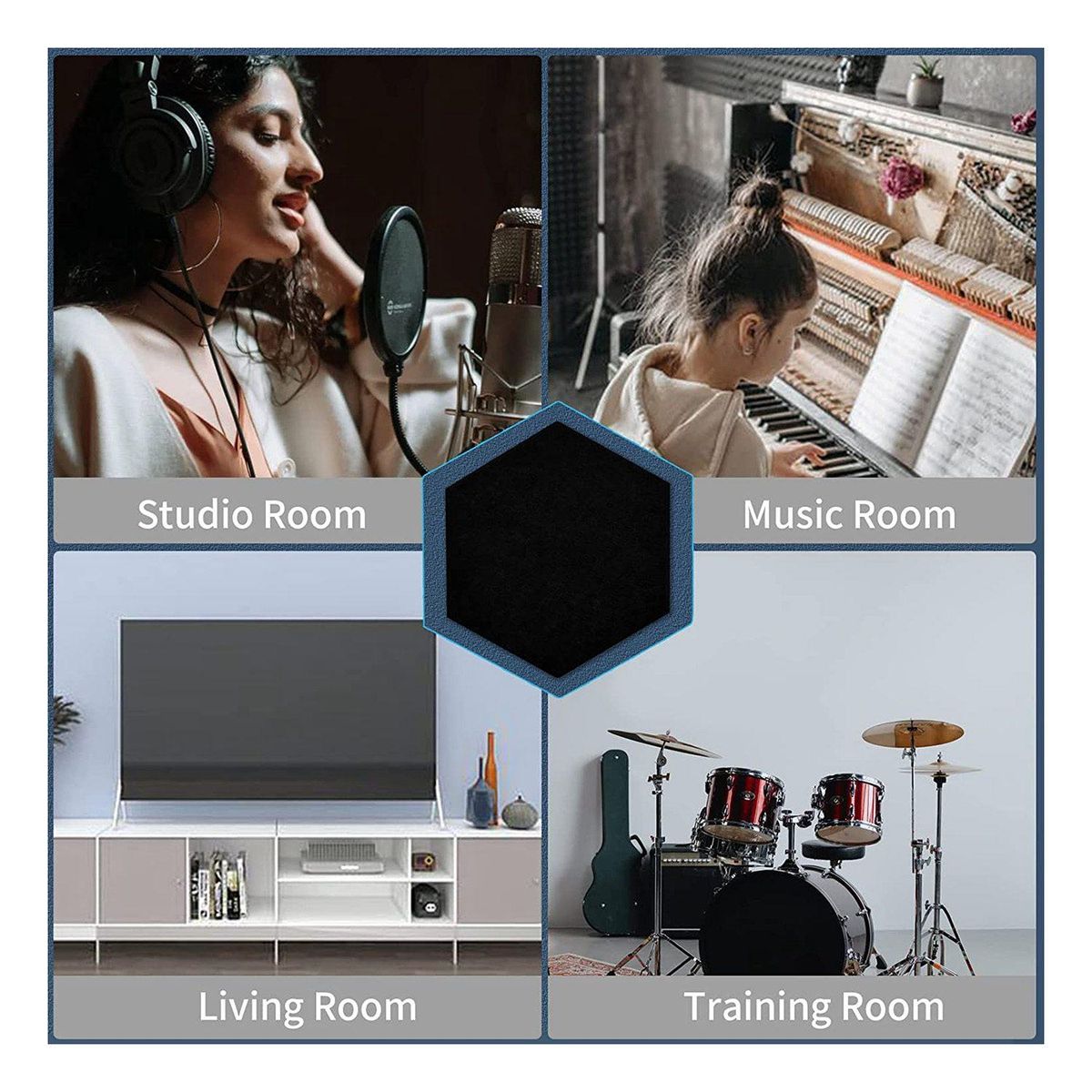 12 Pack Acoustic Panels Sound Proof Padding14 x 12 x 04 Inches Sound Proof Foam Panels & Offices Black