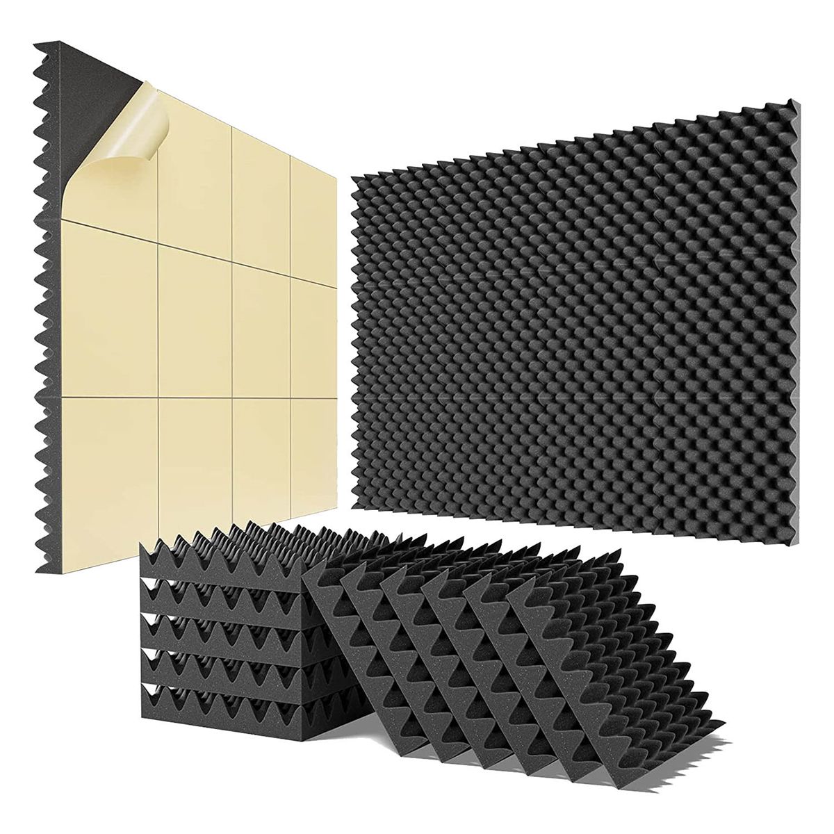 12 Pack Self-Adhesive Sound Proof Foam Panels2x12x12Inch Acoustic Foam for Home & Pro Studios
