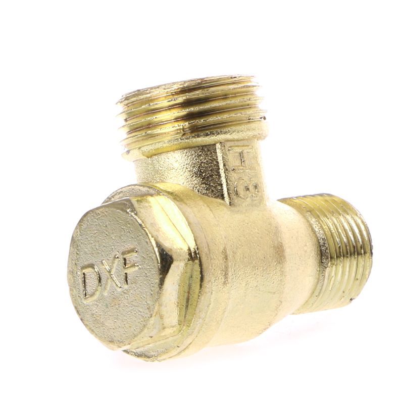 Male Thread 3 Way Metal Air Compressor Check Valve Gold