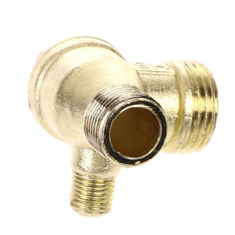 Male Thread 3 Way Metal Air Compressor Check Valve Gold