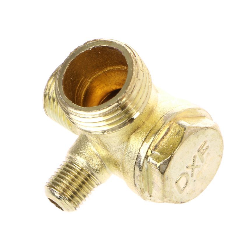 Male Thread 3 Way Metal Air Compressor Check Valve Gold