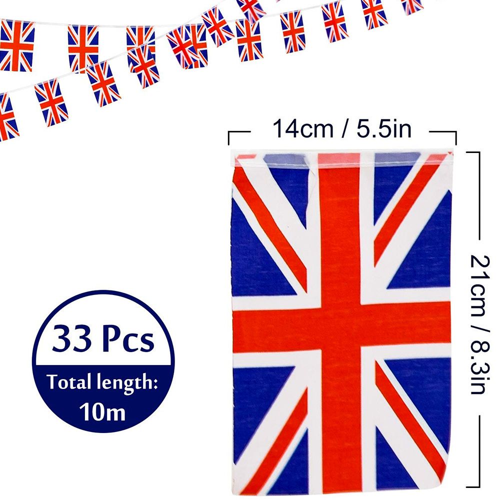 33Pcs Union Jack Flag Bunting 32.8Ft UK Britain Flag England