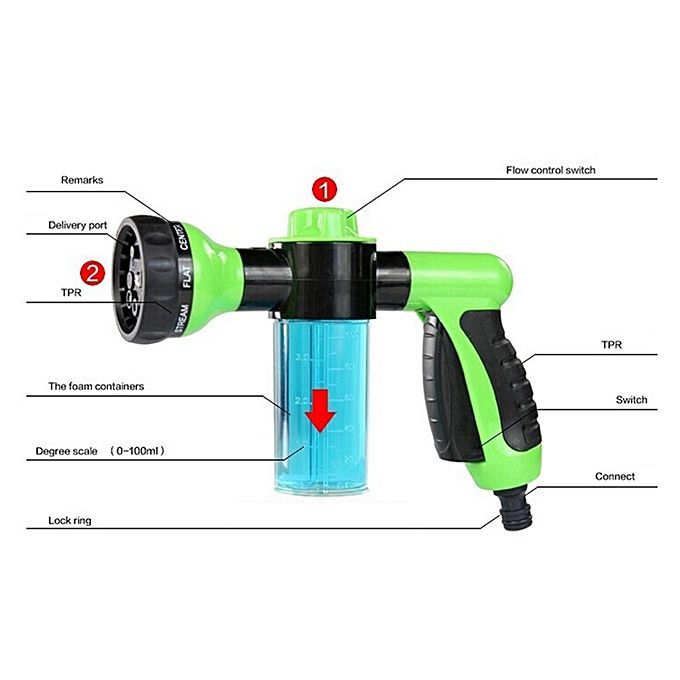 Car Foam Washer High Pressure Washer Gun Portable Washer Nozzle Jets Washing Machine Green