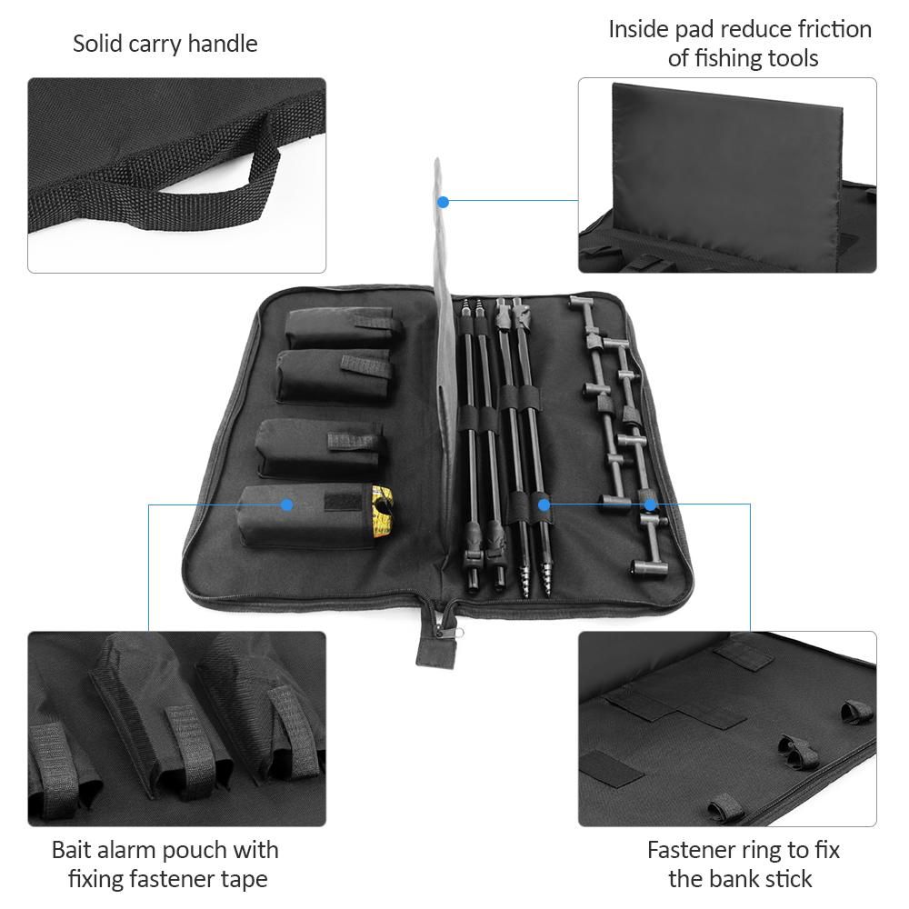 Padded Fishing Tool Storage Bag Fishing Buzz Bar Organizer Fishing Bait Alarm Pouch Fisihing Bank Stick Bag