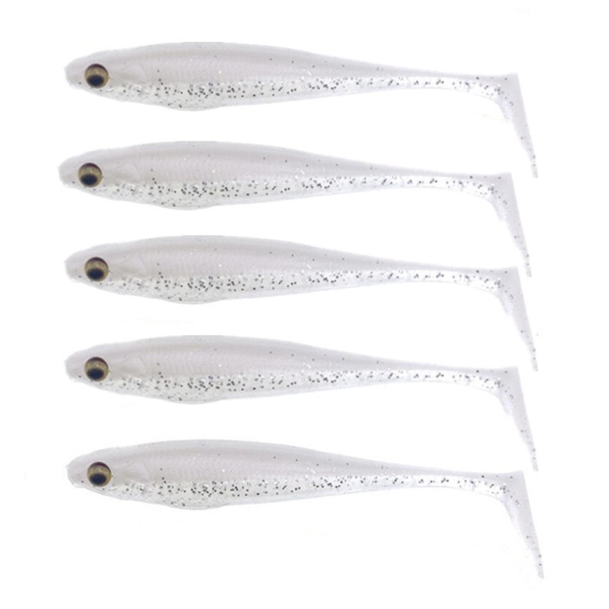 5 Pcs Saltwater Freshwater Soft Baits White