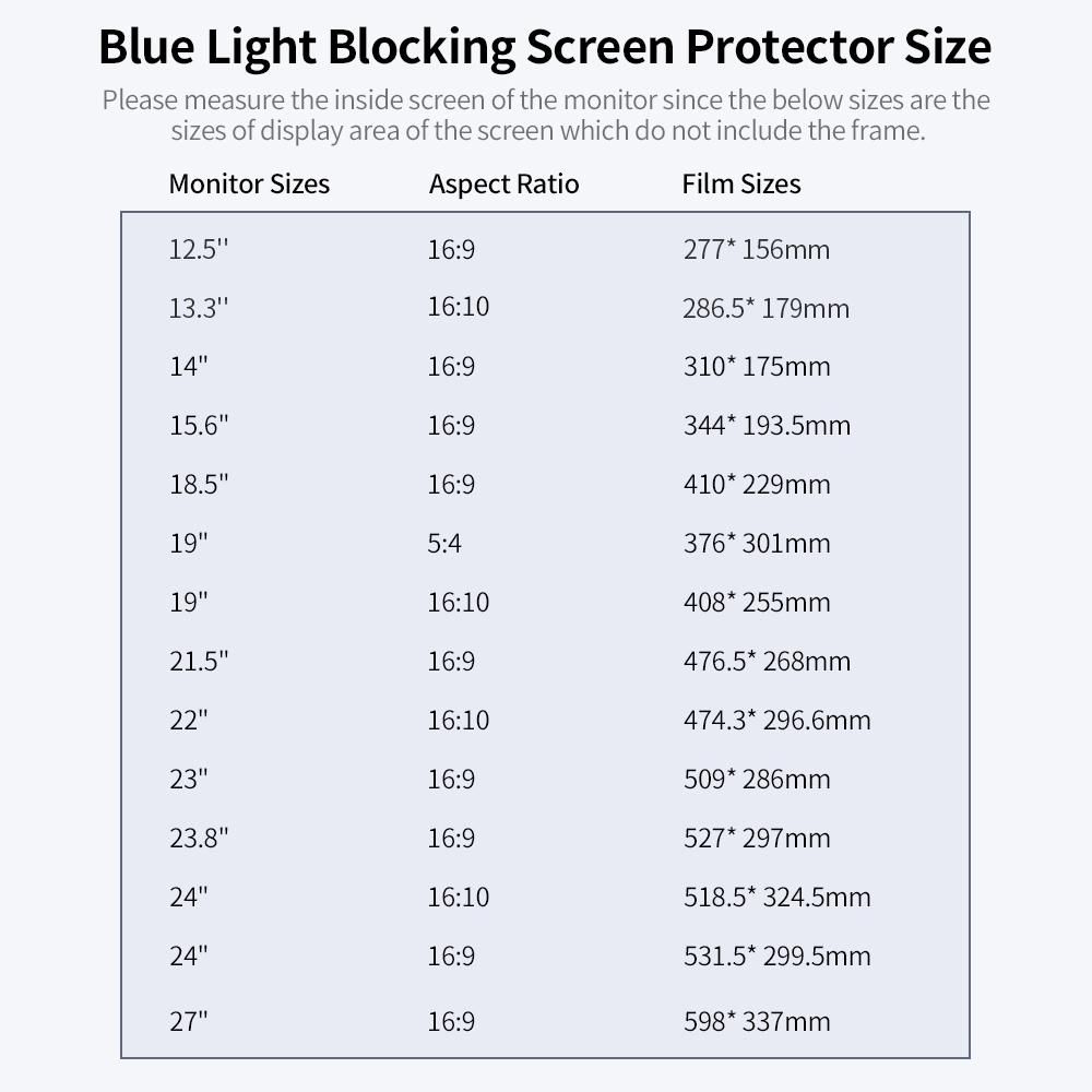 Blue Light Blocking Screen Protector High Transmittance/Anti UV&Glare Blue Light Filter for 13.3'' Laptop with 16:10 Aspect Ratio