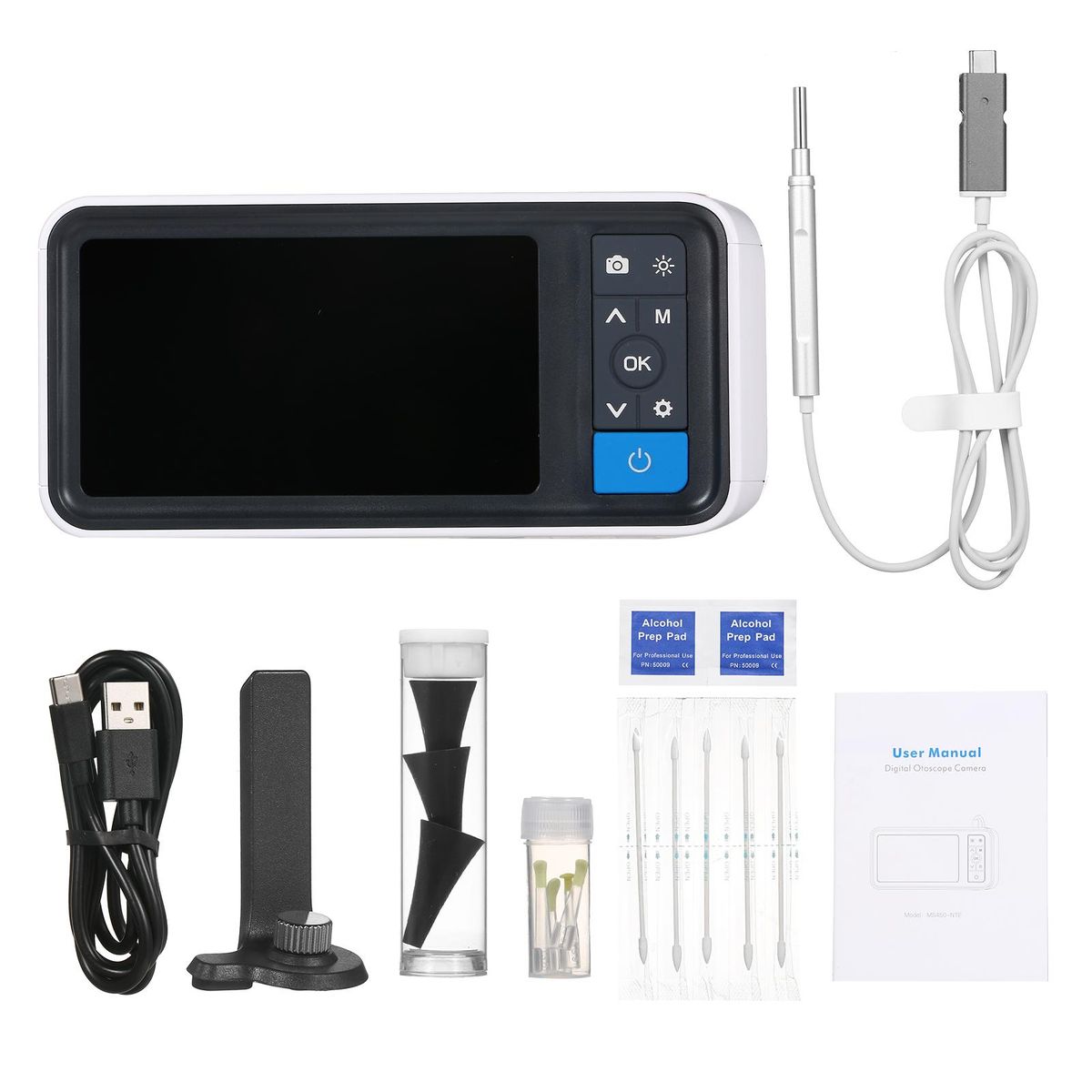 Digital Otoscope Camera Endoscope Ear Picker with 6 LEDs Lights 2500mAh Rechargeable Visual Ear Stick Borescope 1.0 Megapixels 32G TF Card 3.9mmm Ear Scope Camera 4.5-inch LCD Screen Earwax Removal Tool with Snapshot & Record