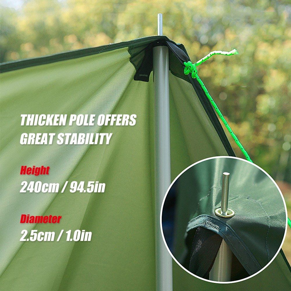 3x6m Awning Waterproof Tarp Tent Shade With Pole Folding