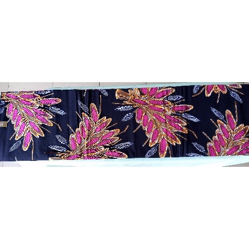 Blue Ankara With Pink Leaves - 6Yards